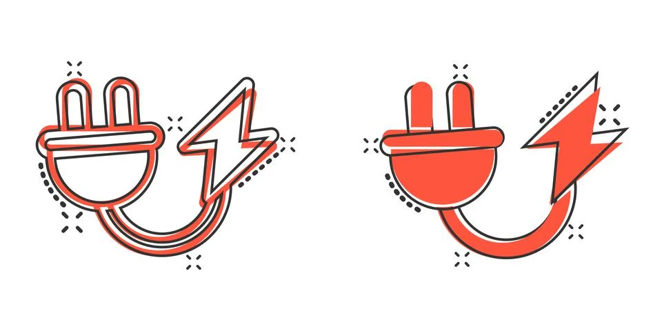 Electric plug icon in comic style. Power adapter cartoon vector illustration  Stock Illustration