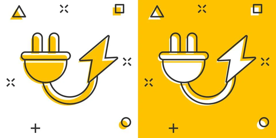 Electric plug icon in comic style. Power adapter cartoon vector illustration  Stockillustratie
