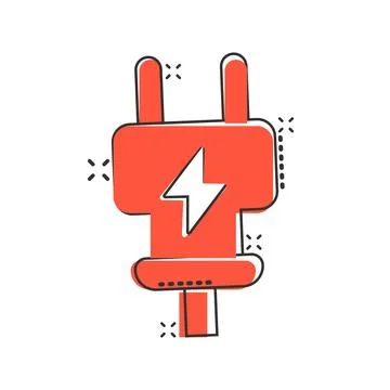 Electric plug icon in comic style. Power adapter cartoon vector illustratio.. イラスト素材