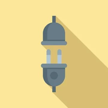 Electric plug icon flat . Socket power wire Stock Illustration