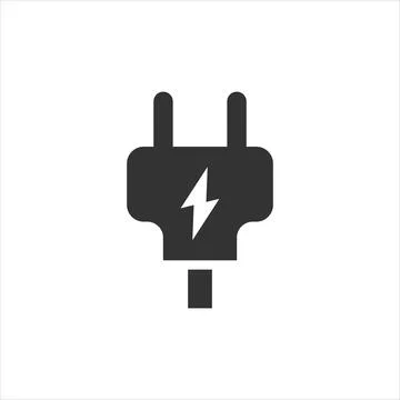 Electric plug icon in flat style. Power adapter vector illustration on white  Illustrazione stock
