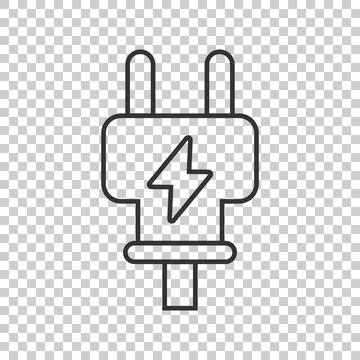 Electric plug icon in flat style. Power adapter vector illustration on white  イラスト素材