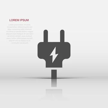 Electric plug icon in flat style. Power adapter vector illustration on whit.. 스톡 일러스트