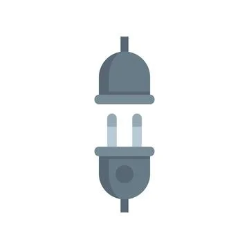 Electric plug icon flat vector. Socket power wire 스톡 일러스트