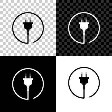Electric plug icon isolated on black, white and transparent background. Concept 스톡 일러스트