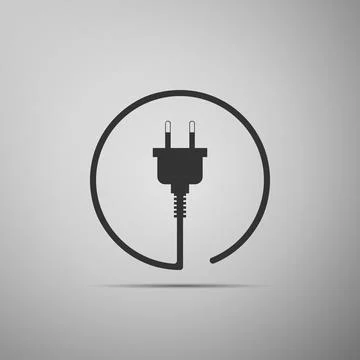 Electric plug icon isolated on grey background. Concept of connection and d.. 스톡 일러스트