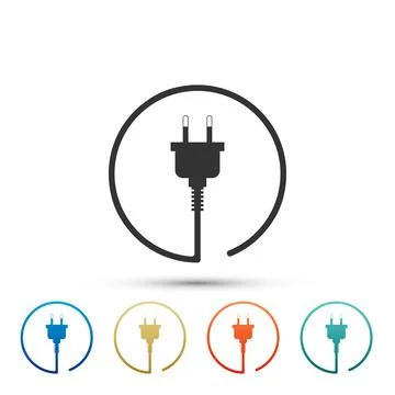 Electric plug icon isolated on white background. Concept of connection and .. Stockillustratie