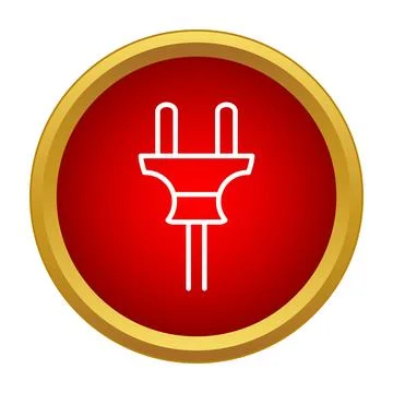 Electric plug icon providing power connection in red circle Stock Illustration