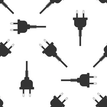 Electric plug icon seamless pattern on white background. Concept of connection Stockillustratie