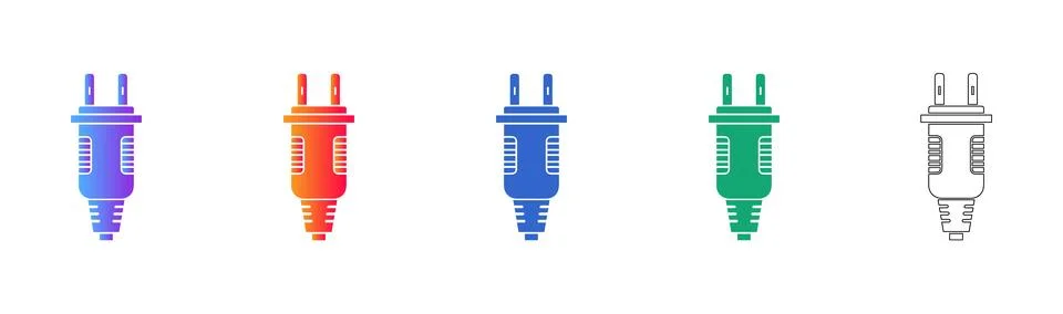 Electric Plug Icon Set Stock Illustration