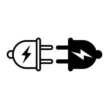 Electric Plug Icon Set Vector | Power Connector Energy Cable Symbol Stock Illustration