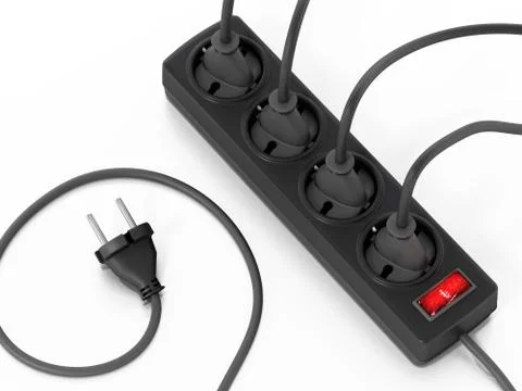 Electric plug isolated on white background. 3D illustration Stock Illustration