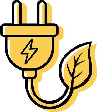 Electric plug with leaf green electricity icon Ilustração Stock