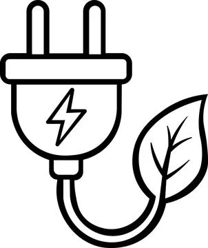 Electric plug with leaf for green energy Ilustração Stock
