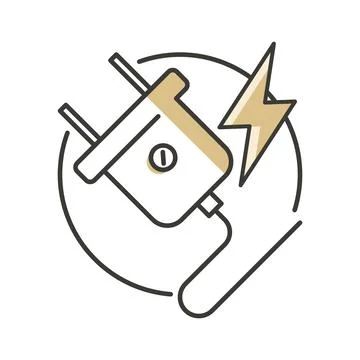 Electric plug with lightning bolt sign Stock Illustration