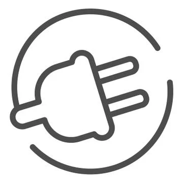 Electric plug line icon. Power cord vector illustration isolated on white. Cable イラスト素材