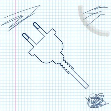 Electric plug line sketch icon isolated on white background. Concept of Stock Illustration