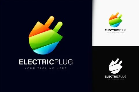 Electric plug logo design with gradient Stock Illustration