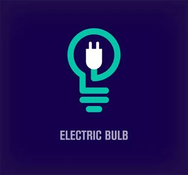 Electric plug logo inside unique lamp. Stock Illustration