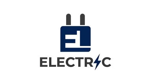 Electric Plug Logo with Text Иллюстрация