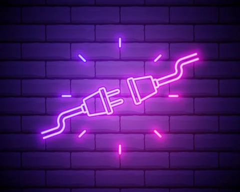 Electric plug neon icon. Elements of web set. Simple icon for websites, web d Stock Illustration