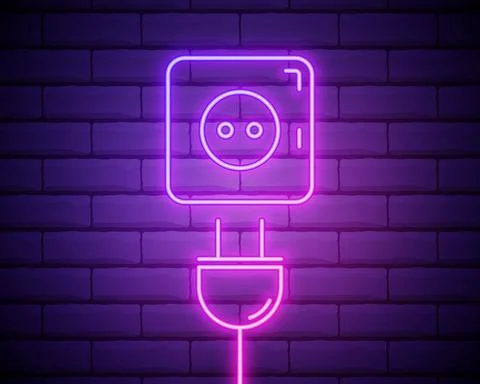 Electric plug neon icon. Elements of web set. Simple icon for websites, web d Stock Illustration