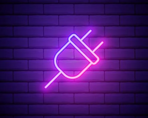 Electric plug neon icon. Elements of web set. Simple icon for websites, web d Stock Illustration