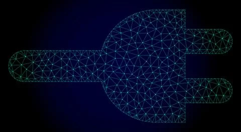 Electric Plug Polygonal Frame Vector Mesh Illustration Stockillustratie