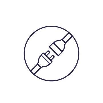Electric plug with power connector, vector line icon イラスト素材