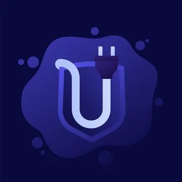 Electric plug with shield icon, vector design Illustrazione stock