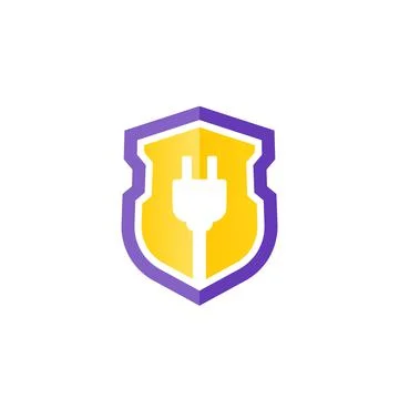 Electric plug with a shield vector icon イラスト素材