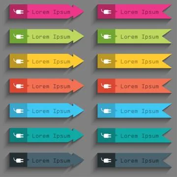 Electric plug sign icon. Power energy symbol. Set colour buttons. Vector Illustrazione stock