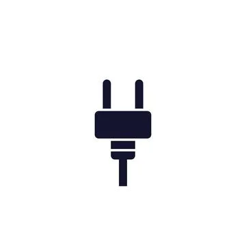 Electric plug, simple vector icon on white 스톡 일러스트