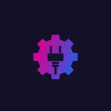 Electric plug, simple vector logo icon 스톡 일러스트