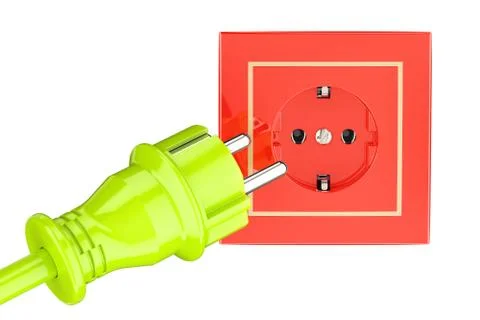 Electric plug with socket. 3D rendering イラスト素材