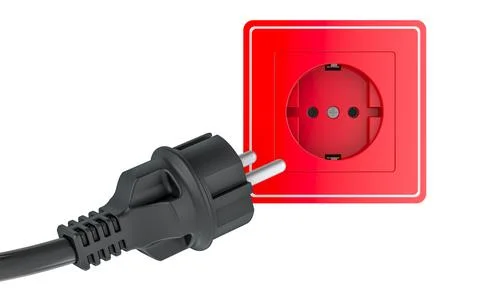 Electric plug with socket, 3D rendering イラスト素材