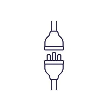 Electric plug with socket line icon Stock Illustration