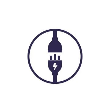 Electric plug with socket, vector icon Stock Illustration
