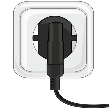 Electric plug in socket on white background is insulated 스톡 일러스트