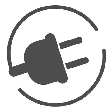 Electric plug solid icon. Power cord vector illustration isolated on white イラスト素材