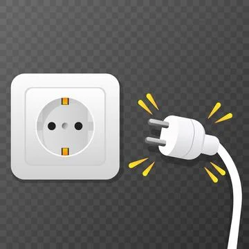 Electric plug spark risk unplugged cable danger. vector illustration Stock Illustration