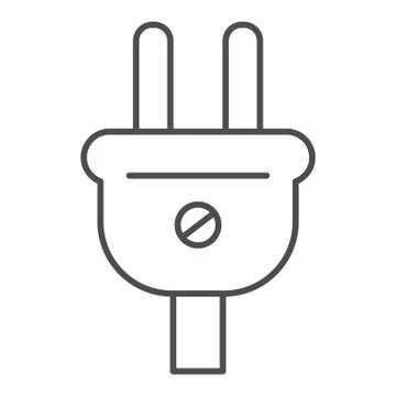 Electric plug thin line icon. Socket plug vector illustration isolated on white Illustrazione stock