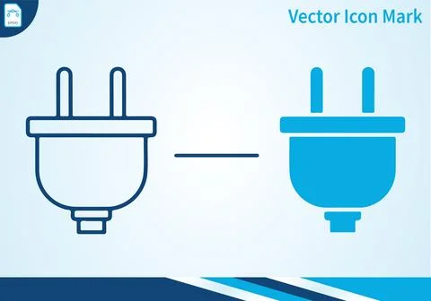 Electric plug vector icon mark with filled and outline styles. 스톡 일러스트