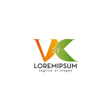 Electric Plug VK Logo, Creative Letter VK Energy, Technology, Power Connect.. Stock Illustration