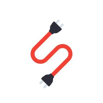 Electric plugs with cable vector icon on white Stock Illustration