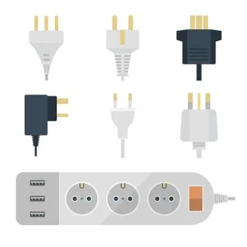 Electric plugs stack outlet illustration energy socket electrical outlets plugs Stock Illustration