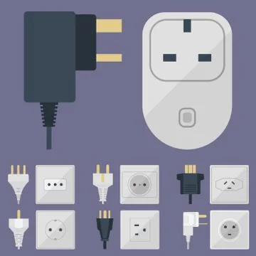 Electric plugs stack outlet illustration energy socket electrical outlets plugs Illustrazione stock