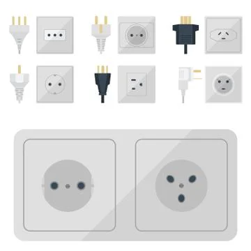 Electric plugs stack outlet illustration energy socket electrical outlets plugs Stock Illustration