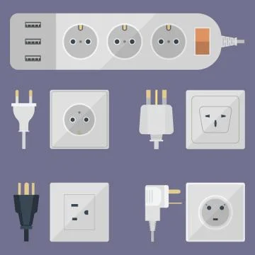 Electric plugs stack outlet illustration energy socket electrical outlets plugs Stock Illustration