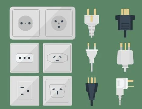 Electric plugs stack outlet illustration energy socket electrical outlets plugs Stock Illustration